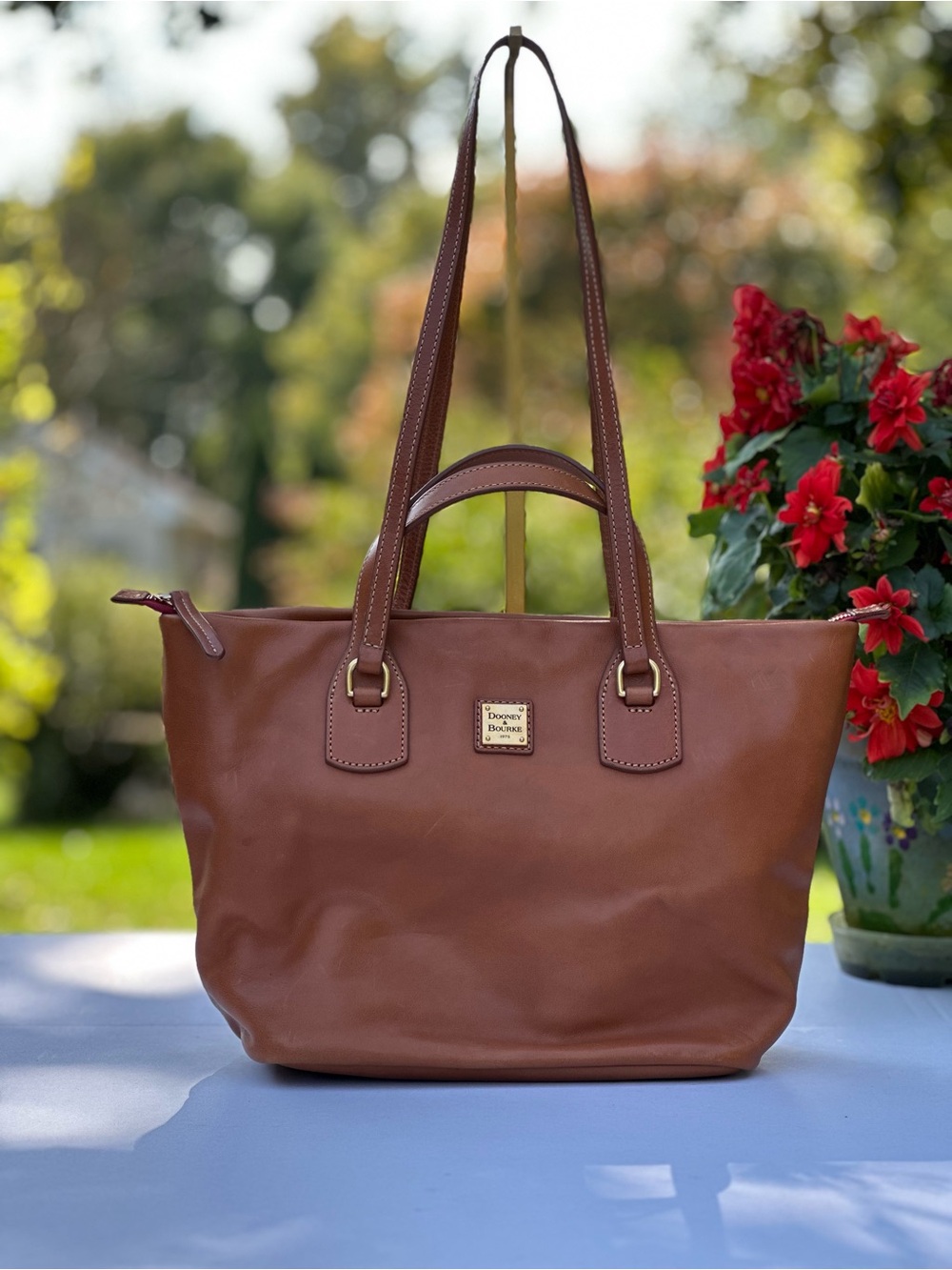 Dooney & Bourke Florentine Leather Leighton Tote in Chestnut
